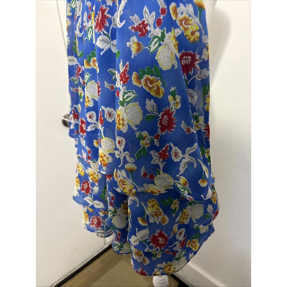 LAUREN Ralph Lauren Blue Multi Floral Tiered Ruffled A-Line Skirt 6 - Picture 6 of 12
